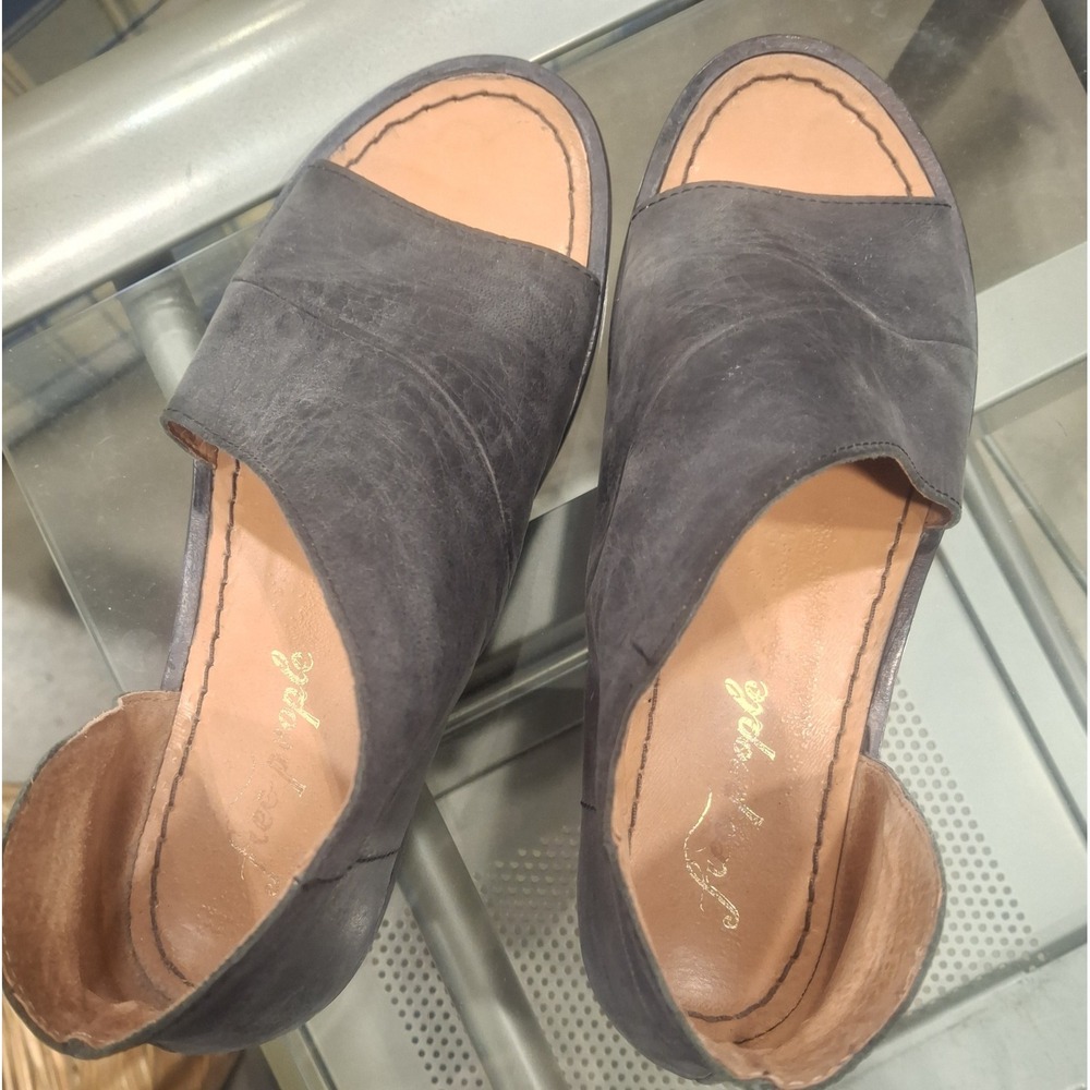 Free People 'Mont Blanc' Asymmetrical Faded Black Leather Sandals Shoes 37/6.5